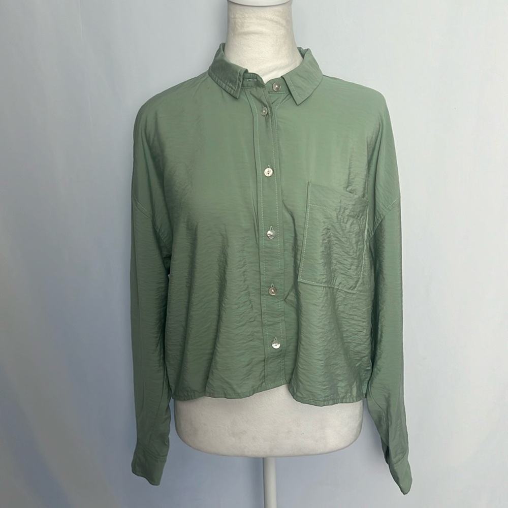 NEW / Madewell The Linen-Blend Oversized cropped Shirt